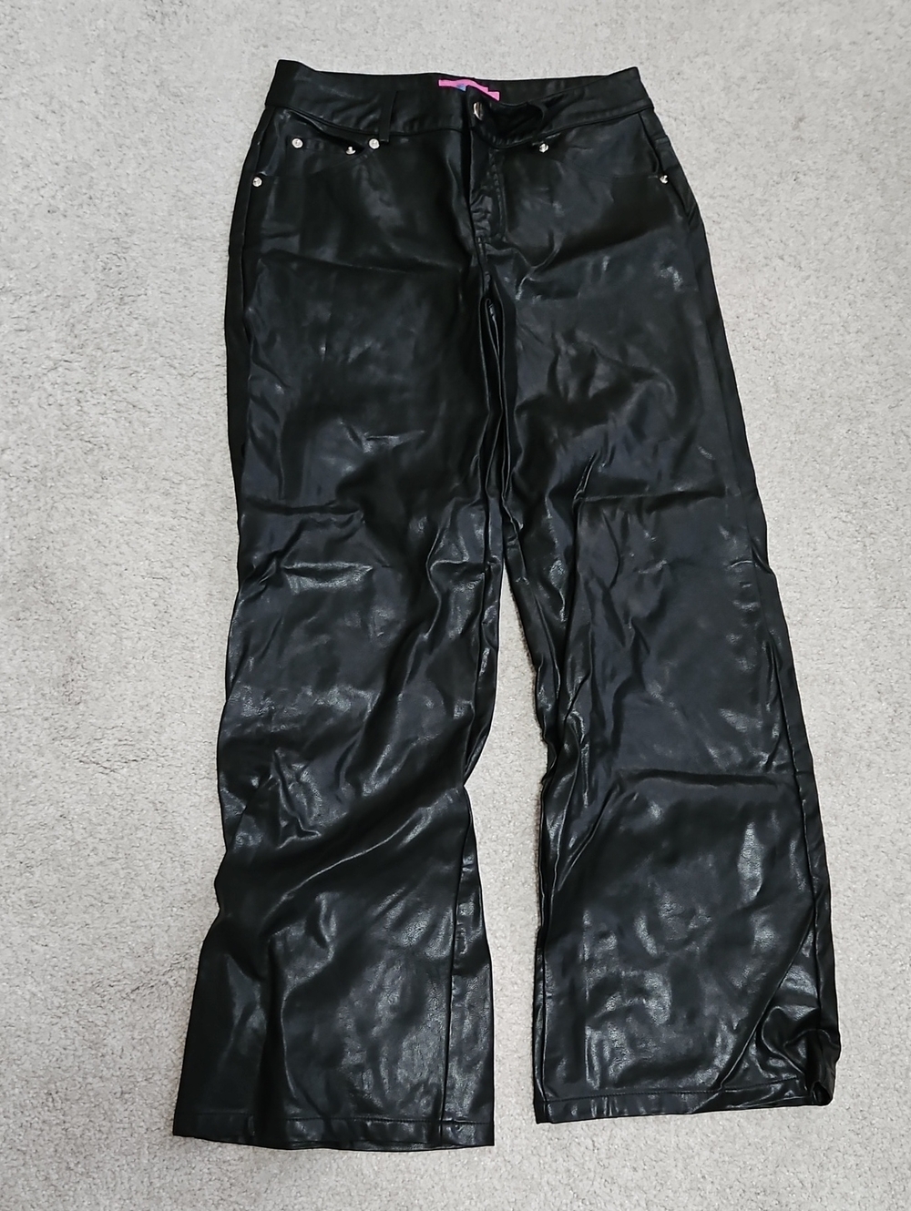 Edikted Men's Black Faux Leather Bootcut Jeans